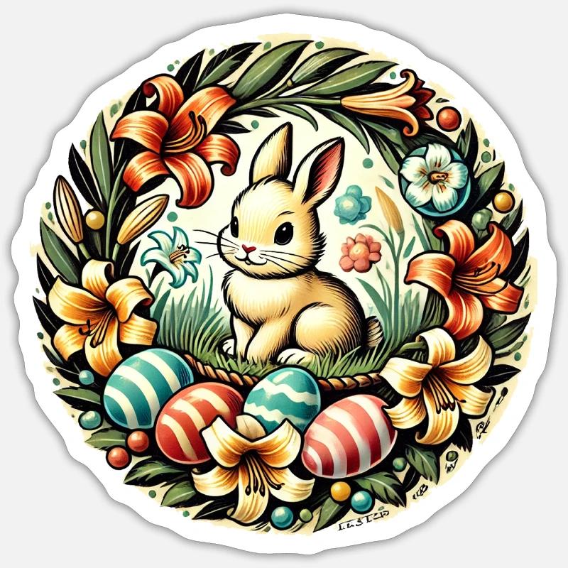 Lapin de Pâques Lapin - Sticker taille S (10 x 10 cm) - blanc mat