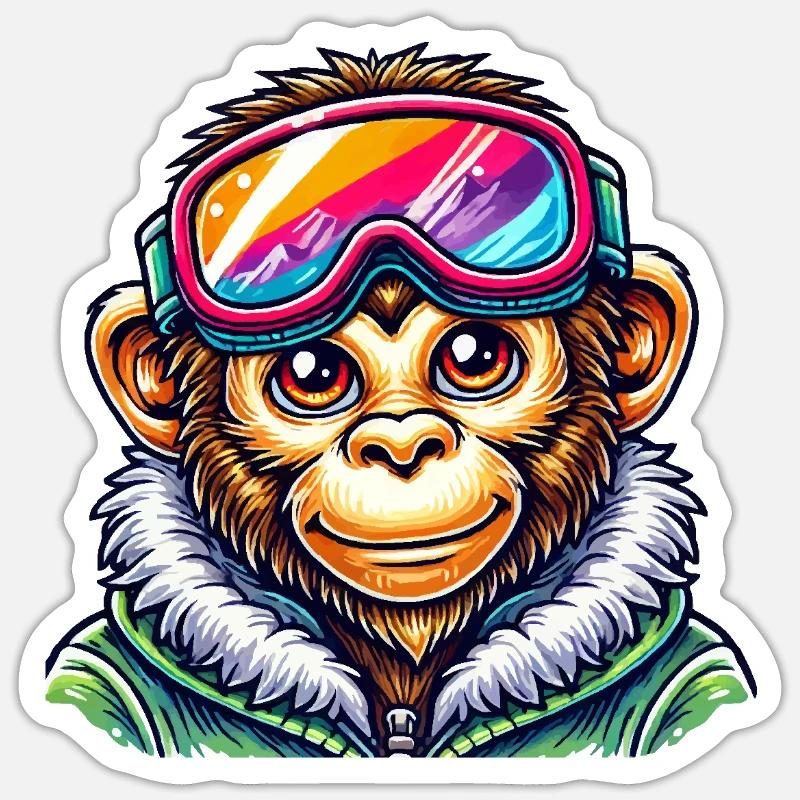 Monkey Ski Goggles Sticker size S (10 x 10 cm)