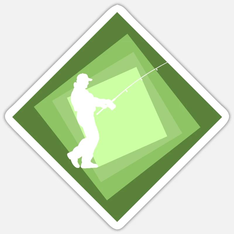 Fischen Angelrute - Sticker Größe S (10 x 10 cm) - Mattweiß
