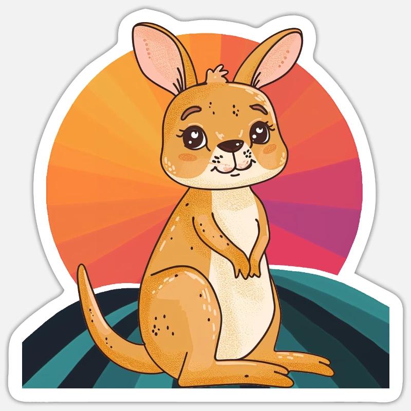 Kaenguru Kangaroo Melbourne - Sticker taille S (10 x 10 cm) - blanc mat