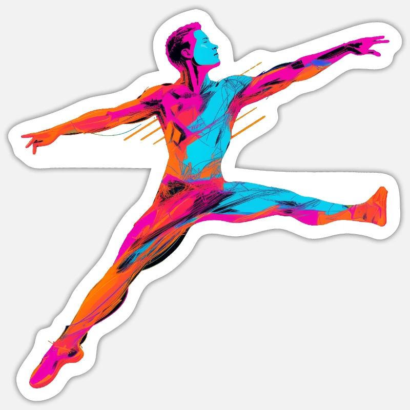 Männlicher Ballett Tänzer Synthwave Sticker Größe S (10 x 10 cm)