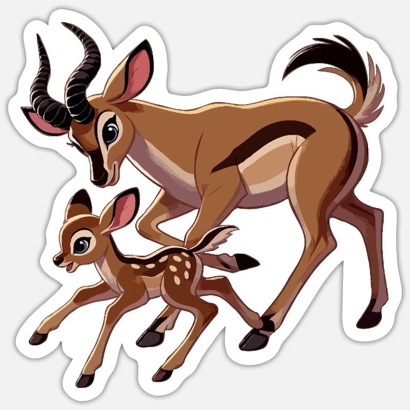 Antilopenmutter mit Jungtieren Sticker Größe S (10 x 10 cm)