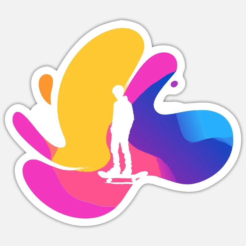 Longboard Boarder - Sticker Größe S (10 x 10 cm) - Mattweiß