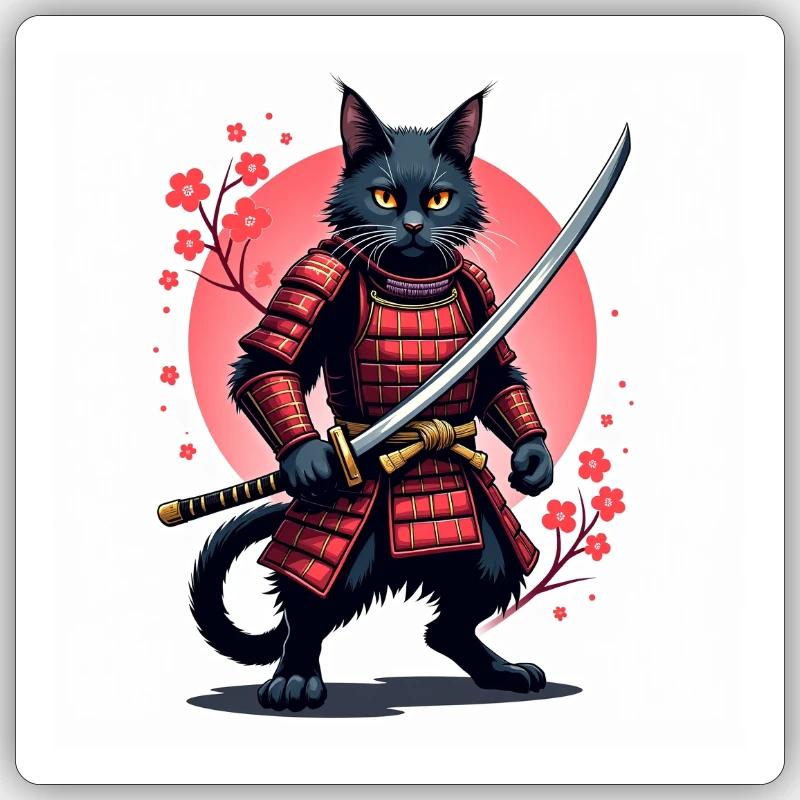 Cat Samurai Original Sticker Größe S (10 x 10 cm)