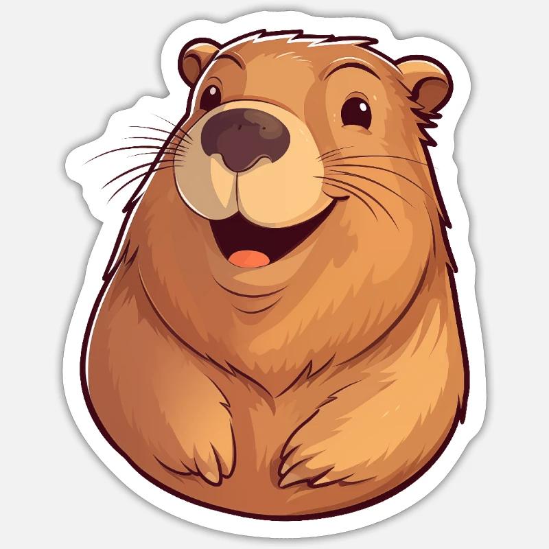 Capibara - Sticker taille S (10 x 10 cm) - blanc mat