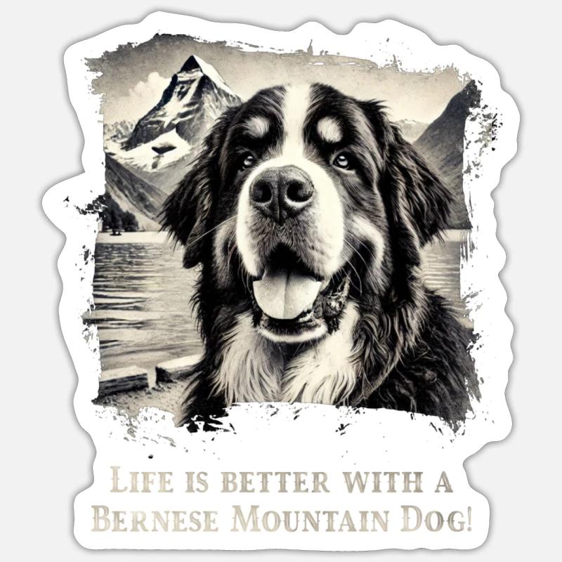 Bouvier bernois - Sticker taille S (10 x 10 cm) - blanc mat
