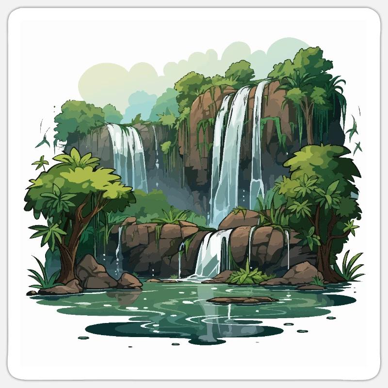 Waterfall Wander - Sticker size S (10 x 10 cm) - white matte