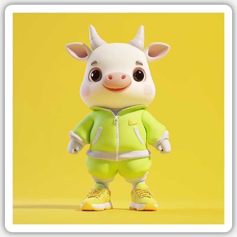3d Character – Cute Goat - Sticker size S (10 x 10 cm) - white matte