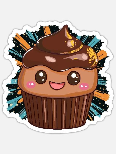 Muffin Süßigkeiten - Sticker Größe S (10 x 10 cm) - Mattweiß