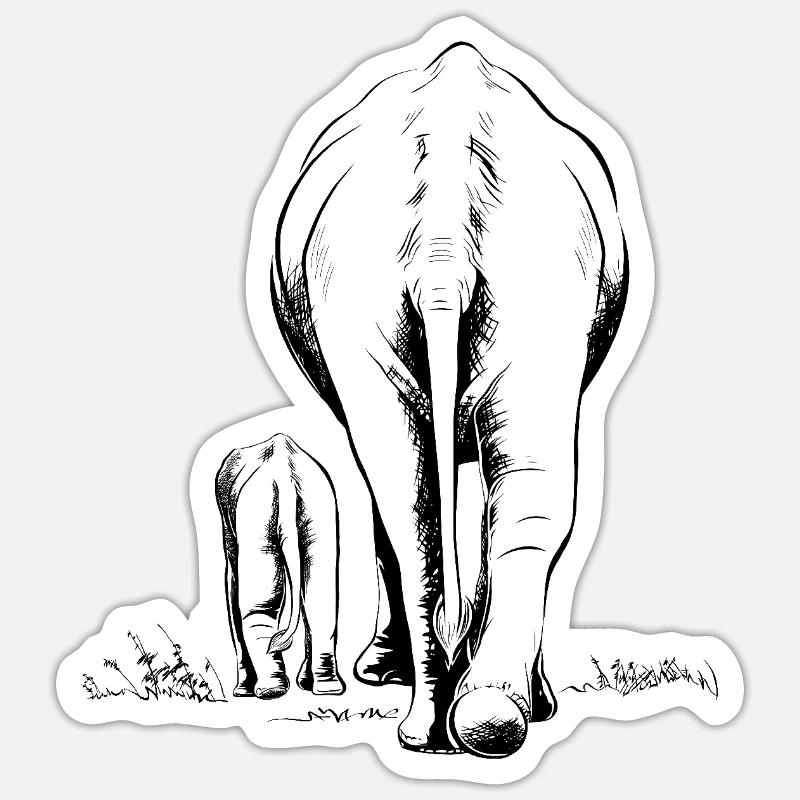 Two Elephants Sticker size S (10 x 10 cm)