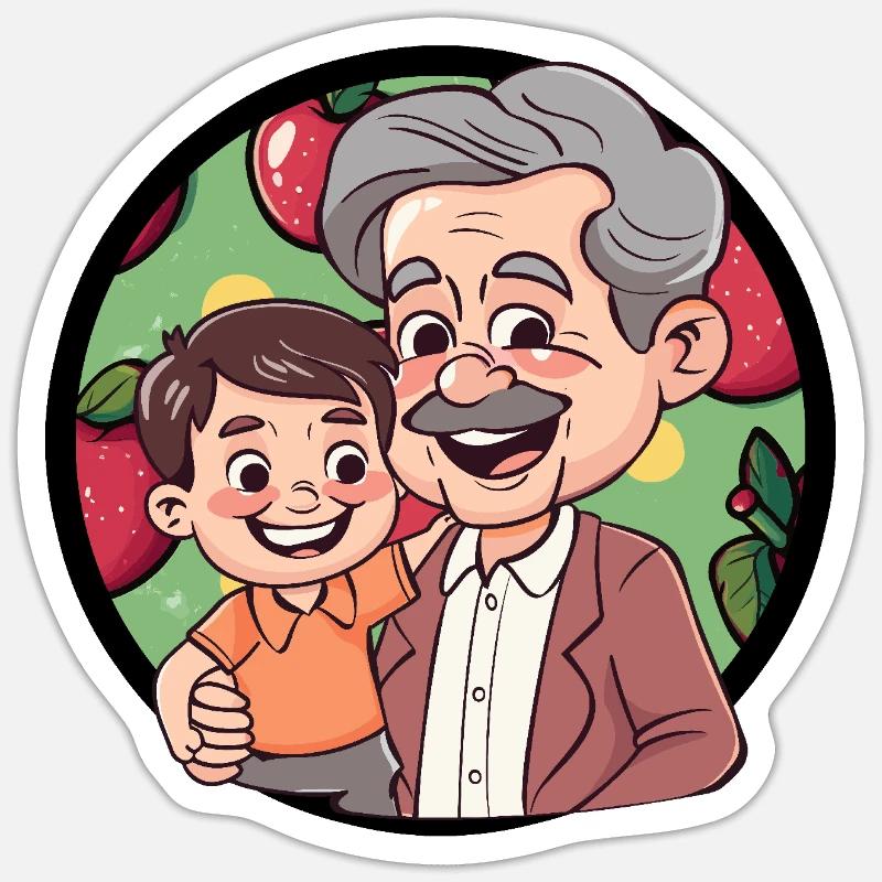 Papy Grand-père - Sticker taille S (10 x 10 cm) - blanc mat