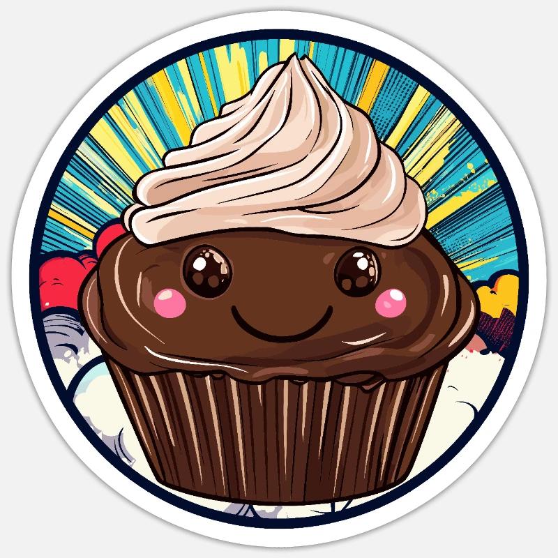 Muffin Cupcake Kuchen - Sticker Größe S (10 x 10 cm) - Mattweiß