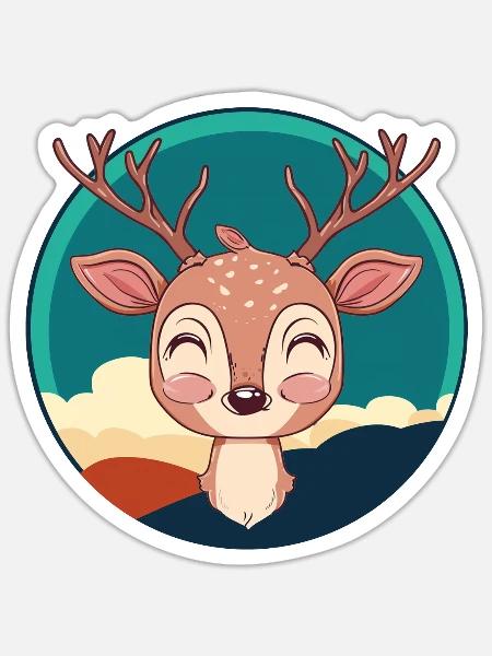 Hirsch Hirschgeweih Waldbewohner - Sticker Größe S (10 x 10 cm) - Mattweiß