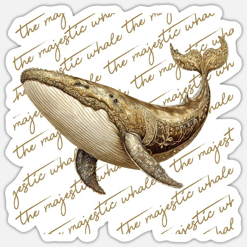 Baleine dorée Sticker taille S (10 x 10 cm)