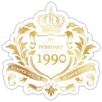 35th Birthday Semper Verum - Established 02/1990 - Sticker size S (10 x 10 cm) - white matte - Front