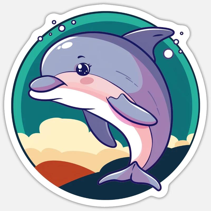 Dauphin Dauphins - Sticker taille S (10 x 10 cm) - blanc mat