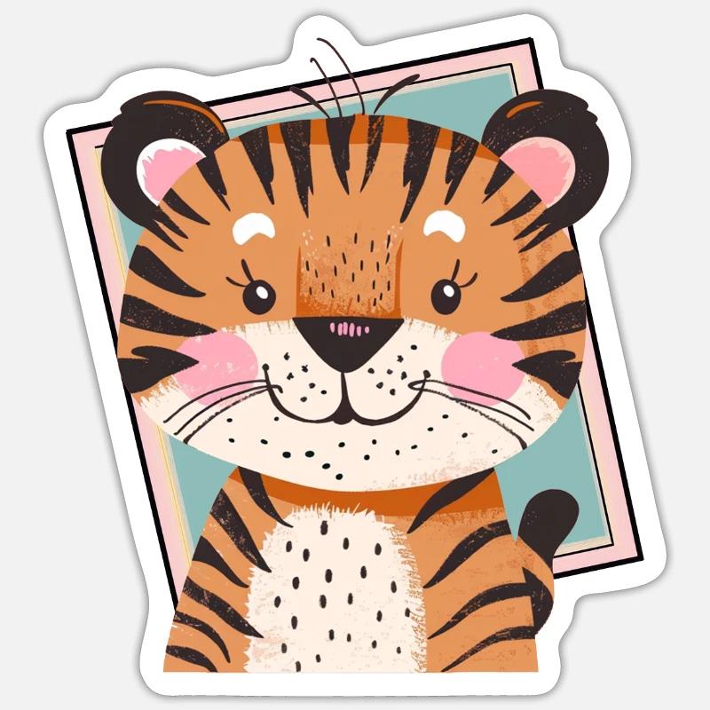 Chat tigre chat sauvage - Sticker taille S (10 x 10 cm) - blanc mat