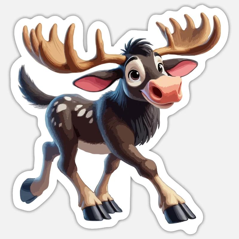 Moose cheerful - Sticker size S (10 x 10 cm) - white matte