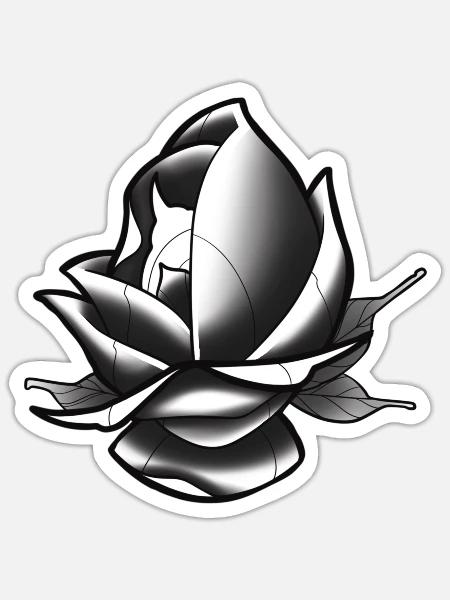 Neo Traditionelle Rose - Sticker Größe S (10 x 10 cm) - Mattweiß