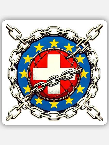 Schweiz gefangen - Sticker Größe S (10 x 10 cm) - Mattweiß