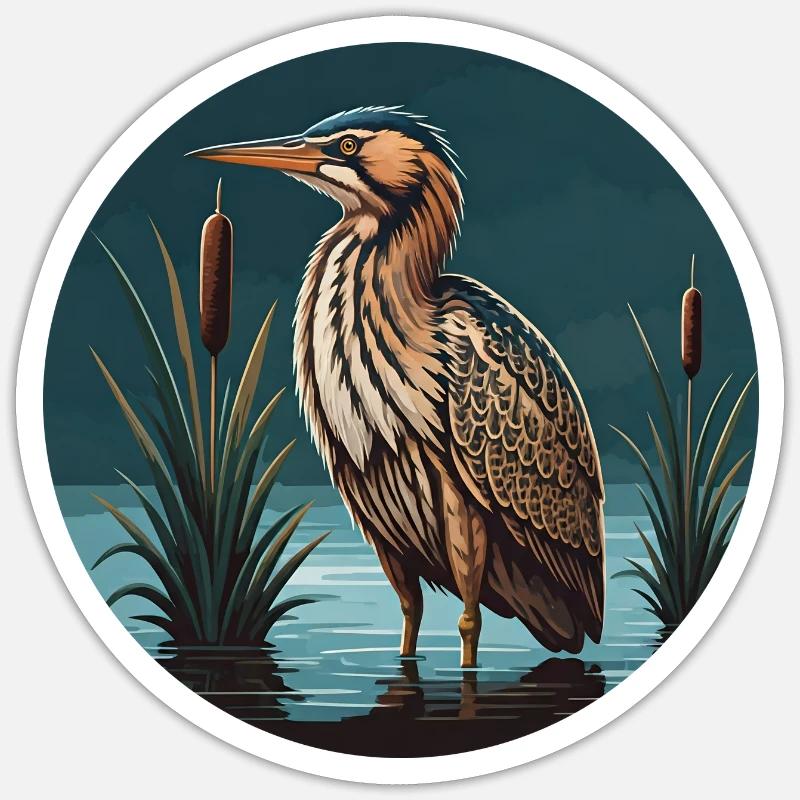 Rohrdommel Botaurus Stellaris Reiher - Sticker Größe S (10 x 10 cm) - Mattweiß