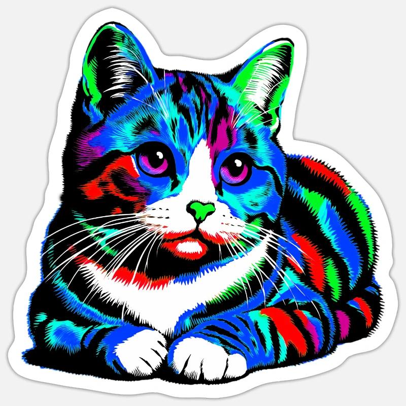 Chat - Sticker taille S (10 x 10 cm) - blanc mat