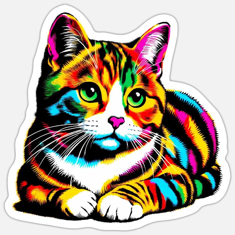 Katze - Sticker Größe S (10 x 10 cm) - Mattweiß