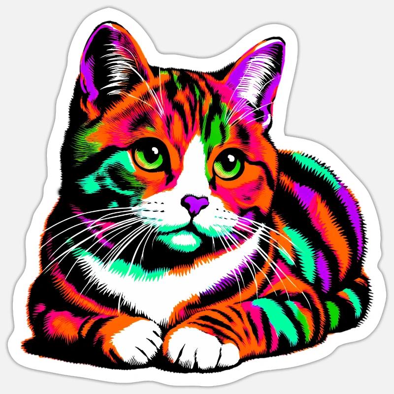 Chat - Sticker taille S (10 x 10 cm) - blanc mat
