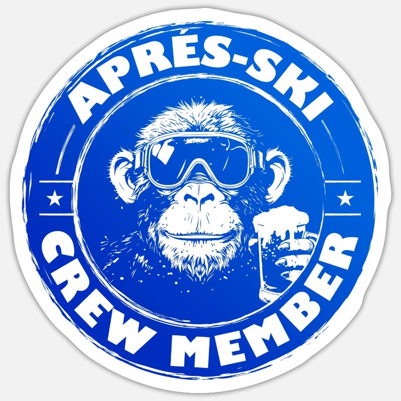 Monkey Après Ski Team Saying - Sticker size S (10 x 10 cm) - white matte
