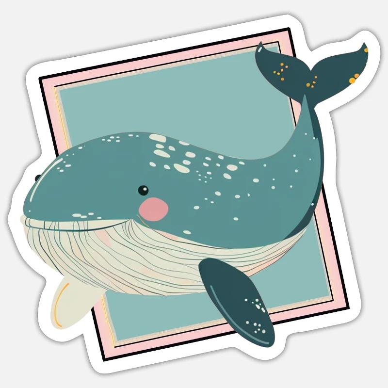 Baleine Créatures Marines - Sticker taille S (10 x 10 cm) - blanc mat