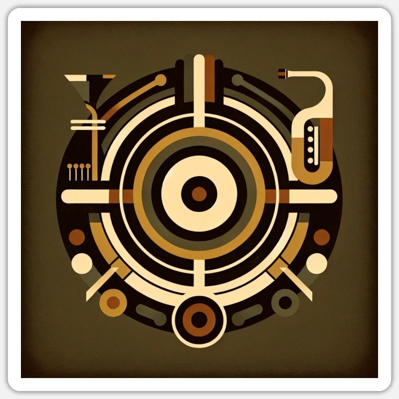 Abstract music design with retro elements Sticker size S (10 x 10 cm)