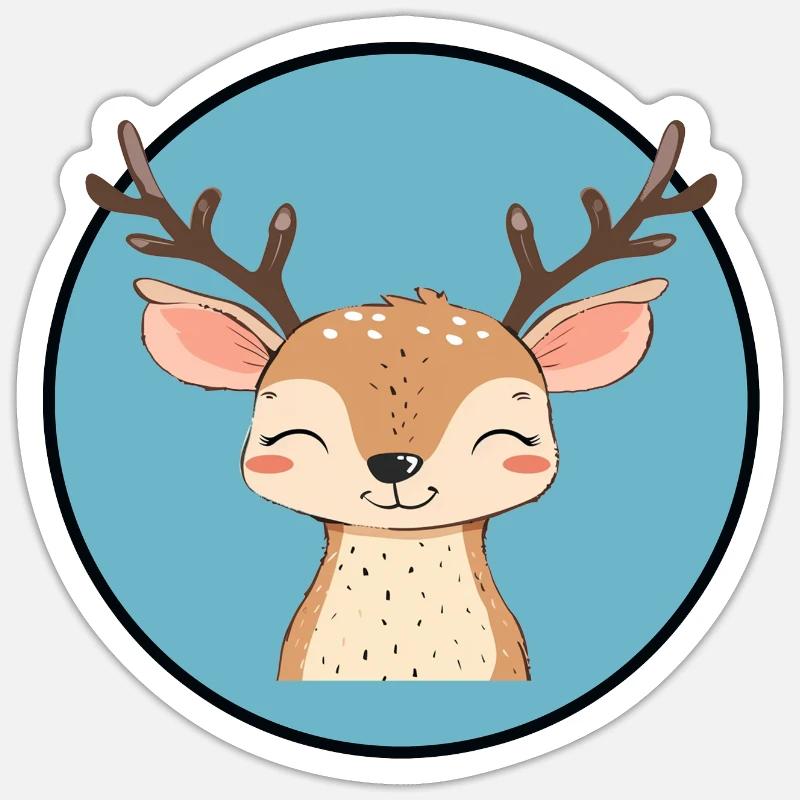 Forêt de cerfs - Sticker taille S (10 x 10 cm) - blanc mat