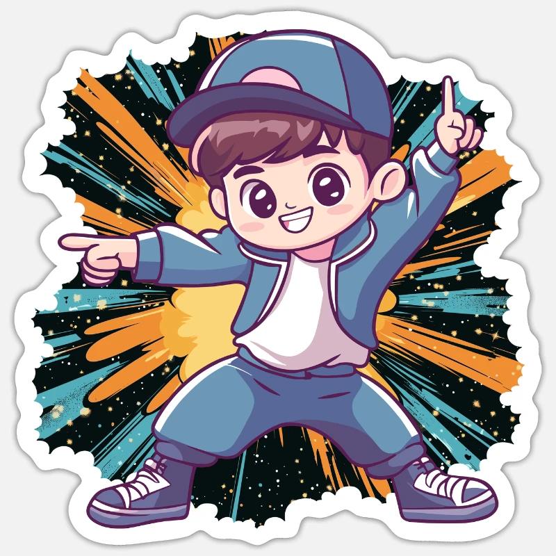 Breakdance Breakdancer - Sticker taille S (10 x 10 cm) - blanc mat