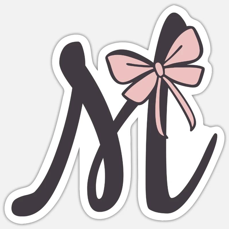 Anfangsbuchstabe M Schleifchen Sticker Größe S (10 x 10 cm)