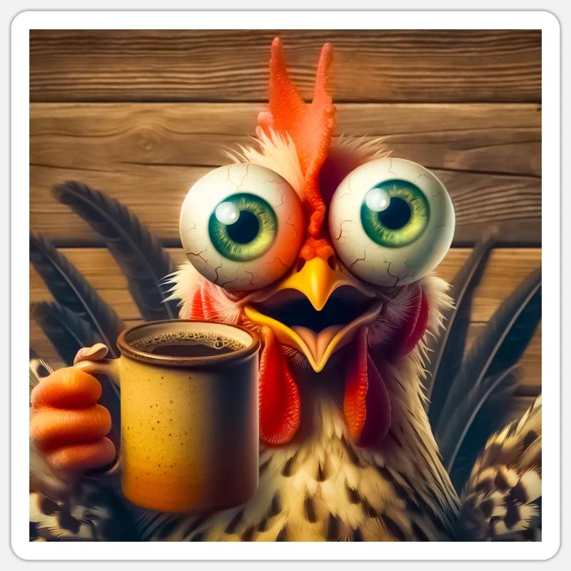 Poulet - Sticker taille S (10 x 10 cm) - blanc mat
