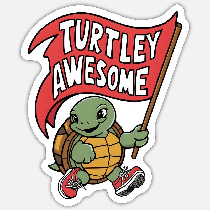 Turtley Awesome Flag Turtle - Sticker size S (10 x 10 cm) - white matte