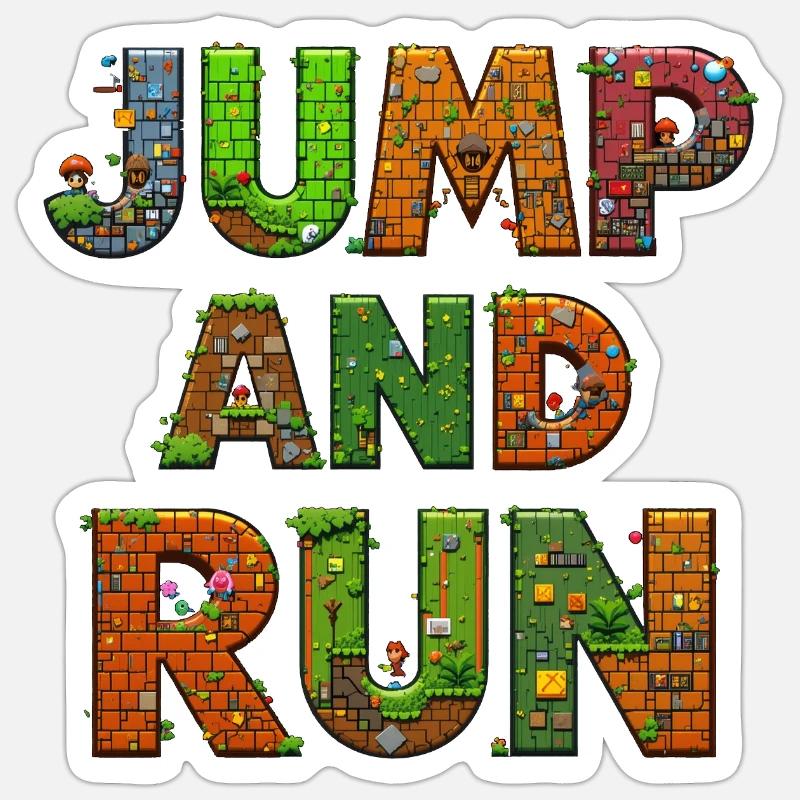 Saut et course 2 - Sticker taille S (10 x 10 cm) - blanc mat