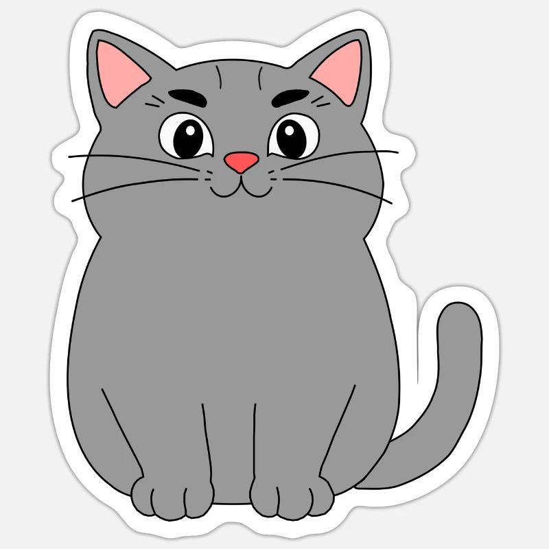 Chat gris Sticker taille S (10 x 10 cm)
