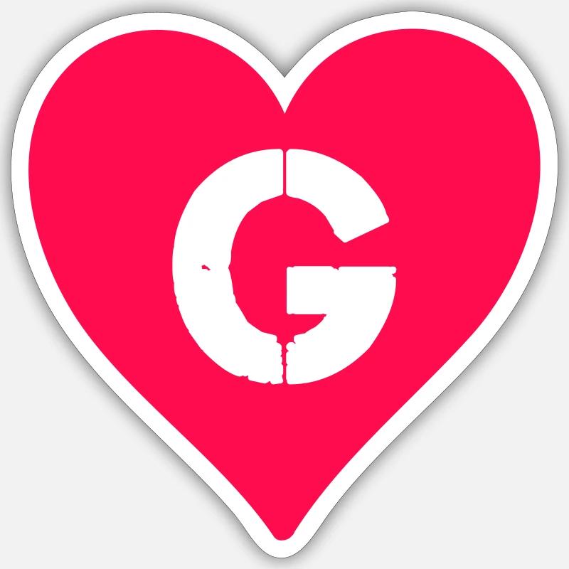 herz buchstabe g - Sticker Größe S (10 x 10 cm) - Mattweiß