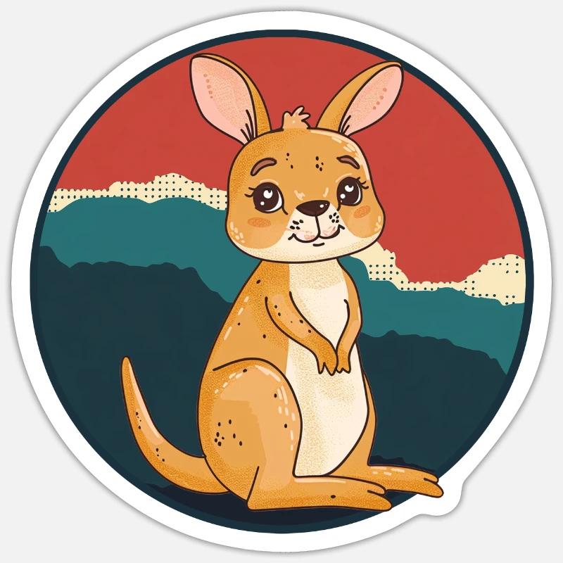 Kaenguru Kangaroo - Sticker Größe S (10 x 10 cm) - Mattweiß