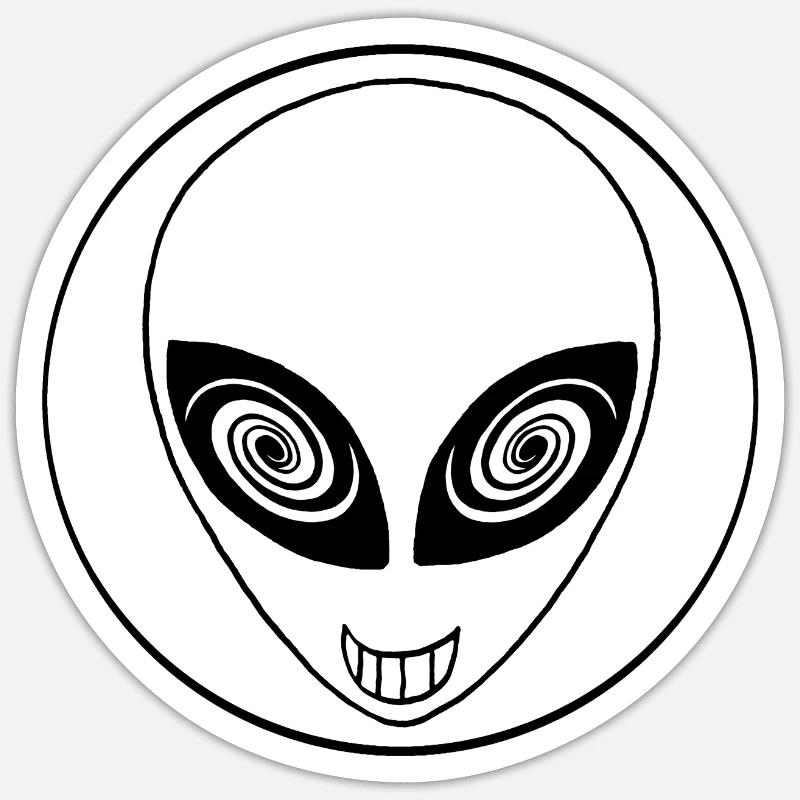 Alien and galaxy - Sticker size S (10 x 10 cm) - white matte