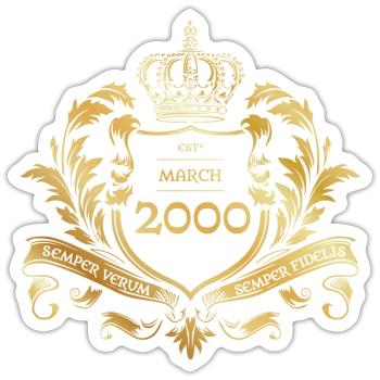 25. Geburtstag Semper Verum - Established 03/2000 - Sticker Größe S (10 x 10 cm) - Mattweiß - Vorne