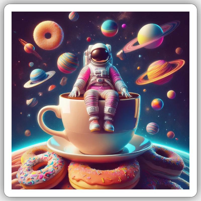 Space Donut Break - Sticker Größe S (10 x 10 cm) - Mattweiß