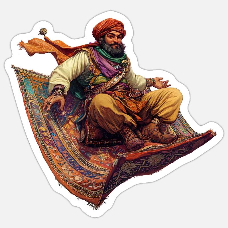 Der fliegende Teppich - Sticker Größe S (10 x 10 cm) - Mattweiß