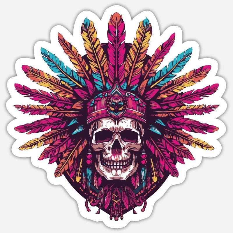 Indianer Skelett Sticker Größe S (10 x 10 cm)