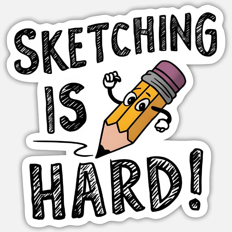 Faire des croquis est difficile - Sticker taille S (10 x 10 cm) - blanc mat