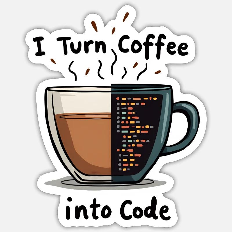 Du café au code Sticker taille S (10 x 10 cm)