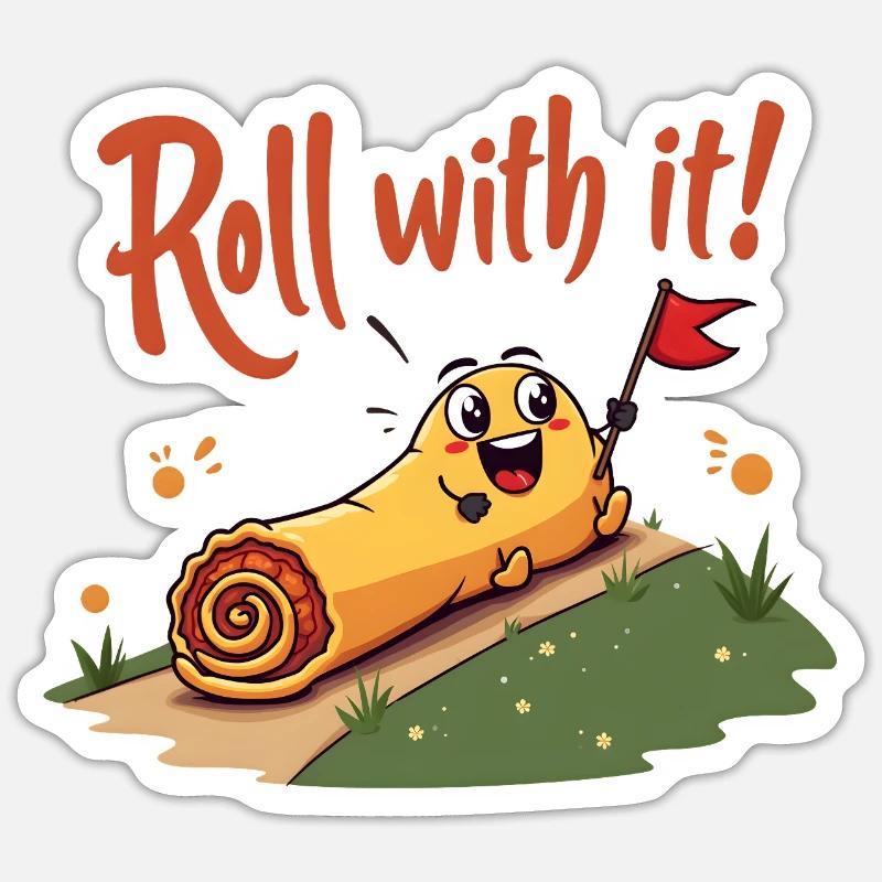 Roll With It Egg Roll - Sticker Größe S (10 x 10 cm) - Mattweiß