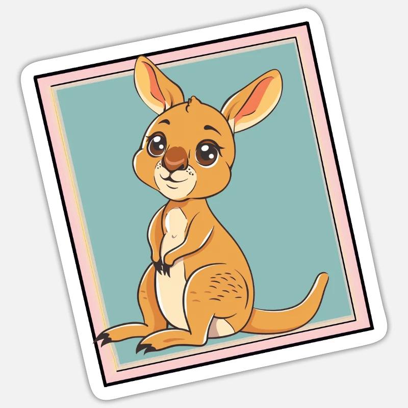 Kaenguru Aussie - Sticker Größe S (10 x 10 cm) - Mattweiß
