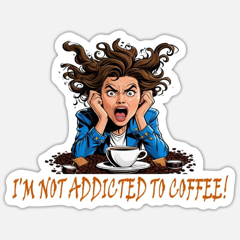 Pas accro au café - Sticker taille S (10 x 10 cm) - blanc mat
